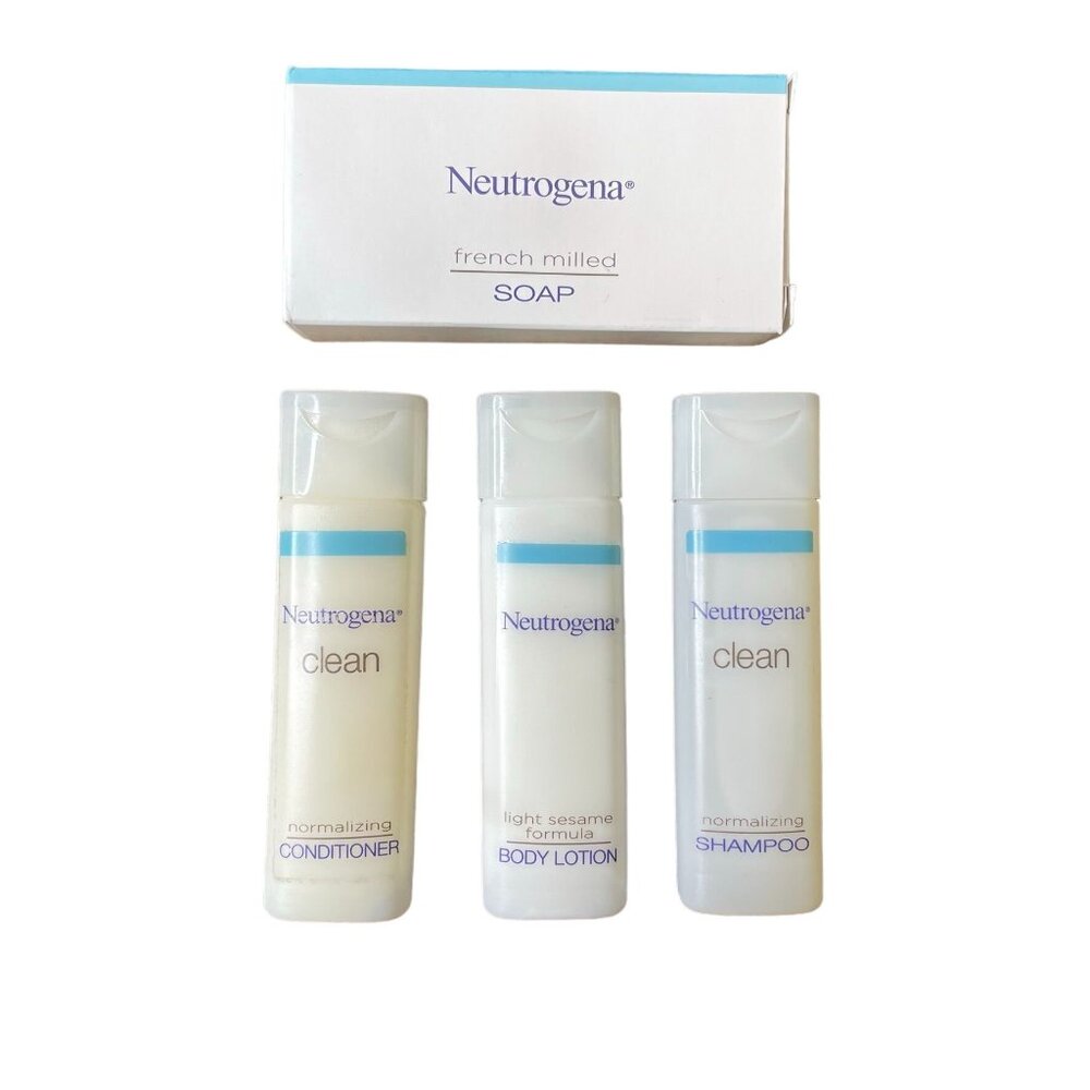 Lot 4 Neutrogena Travel Size Toiletries u Shampoo Conditioner Body Lotion Soap